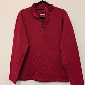 Marmot Women's Red Fleece Lined 1/4 Zip Sweater Jacket sz XL